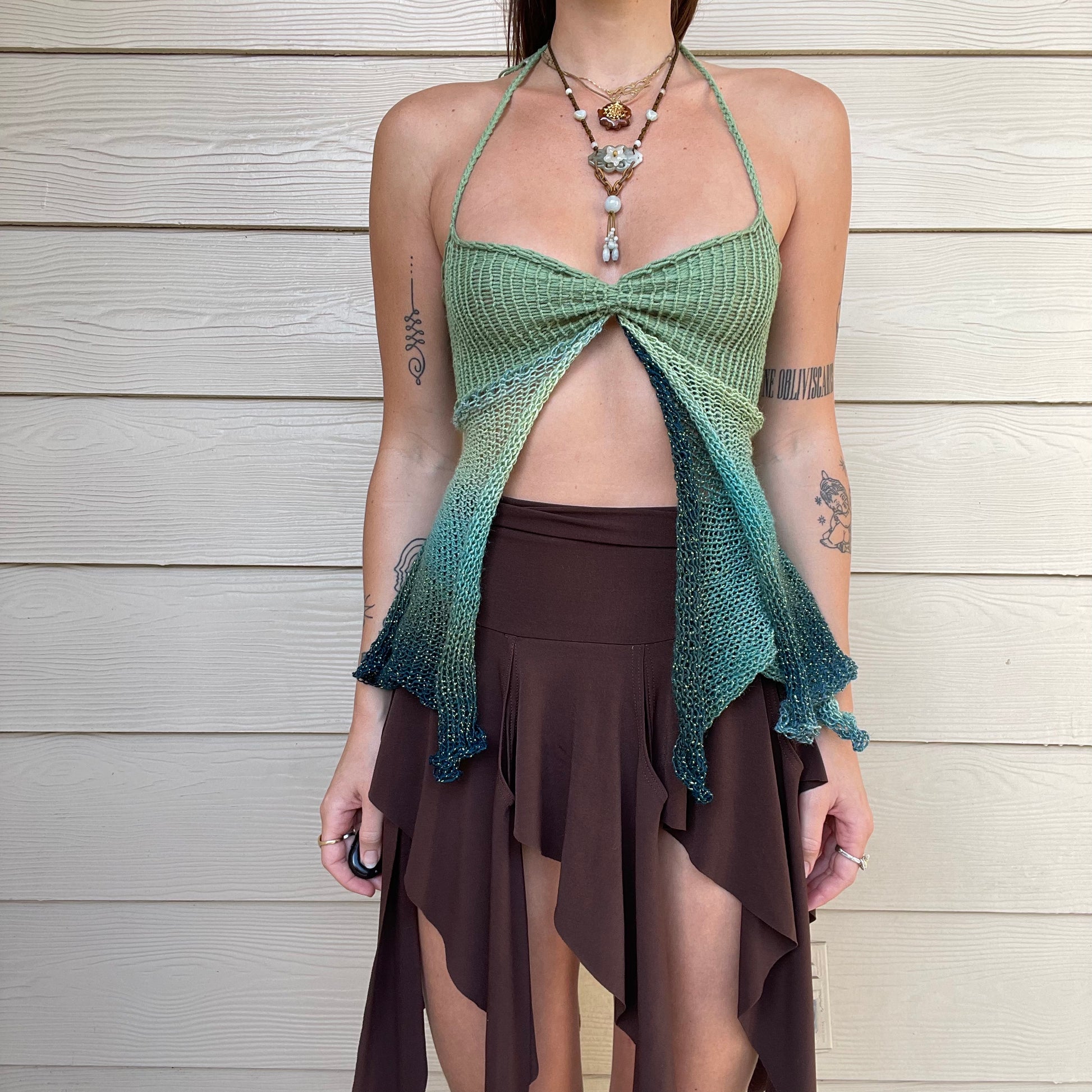 Asymmetrical Fairy Knit Top - Green Ombre – Lil's Locker